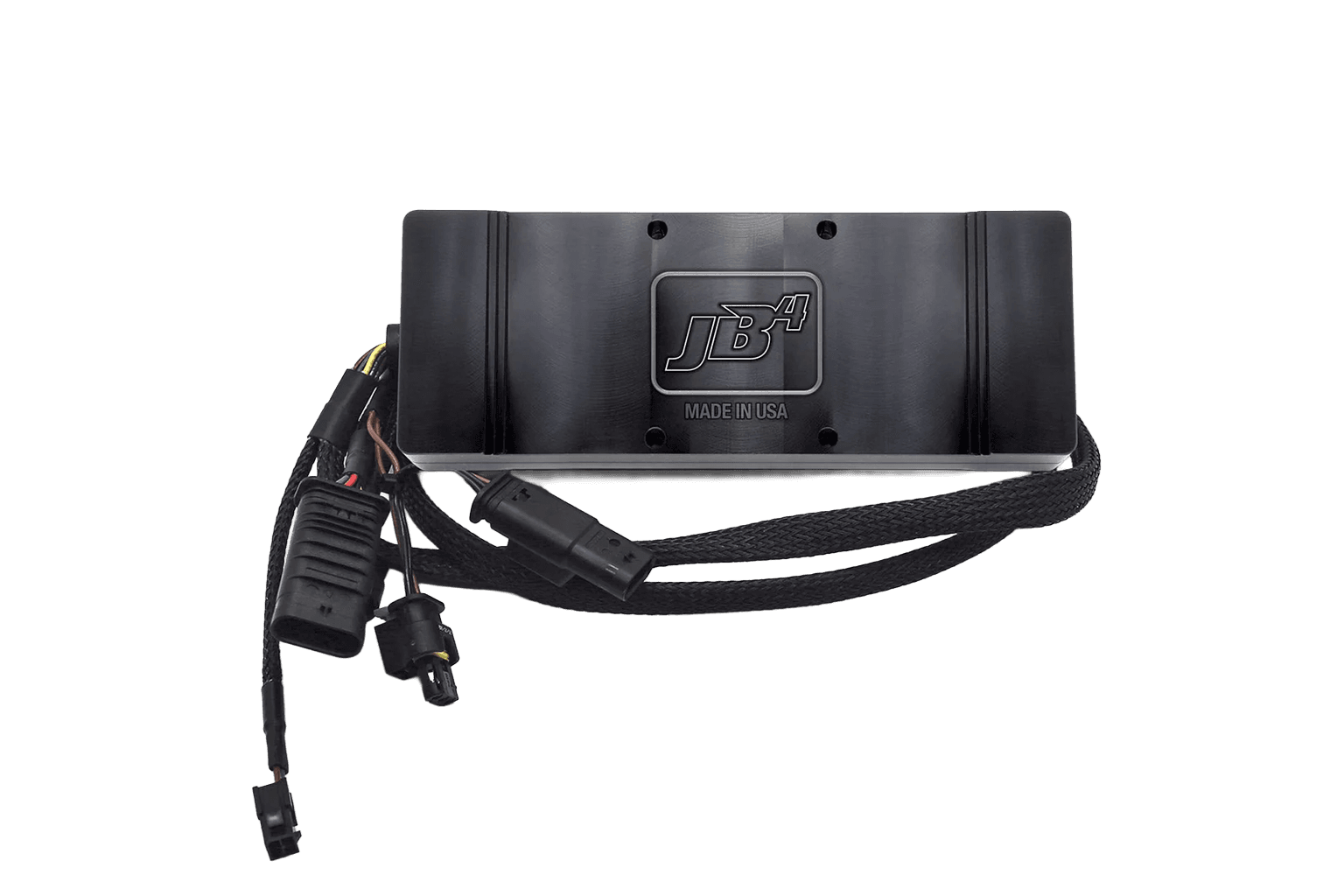 Burger Motorsports JB4 tuner unit for BMW Gen3 B48 and B58 engines, with harness connectors and compact plug-and-play design.