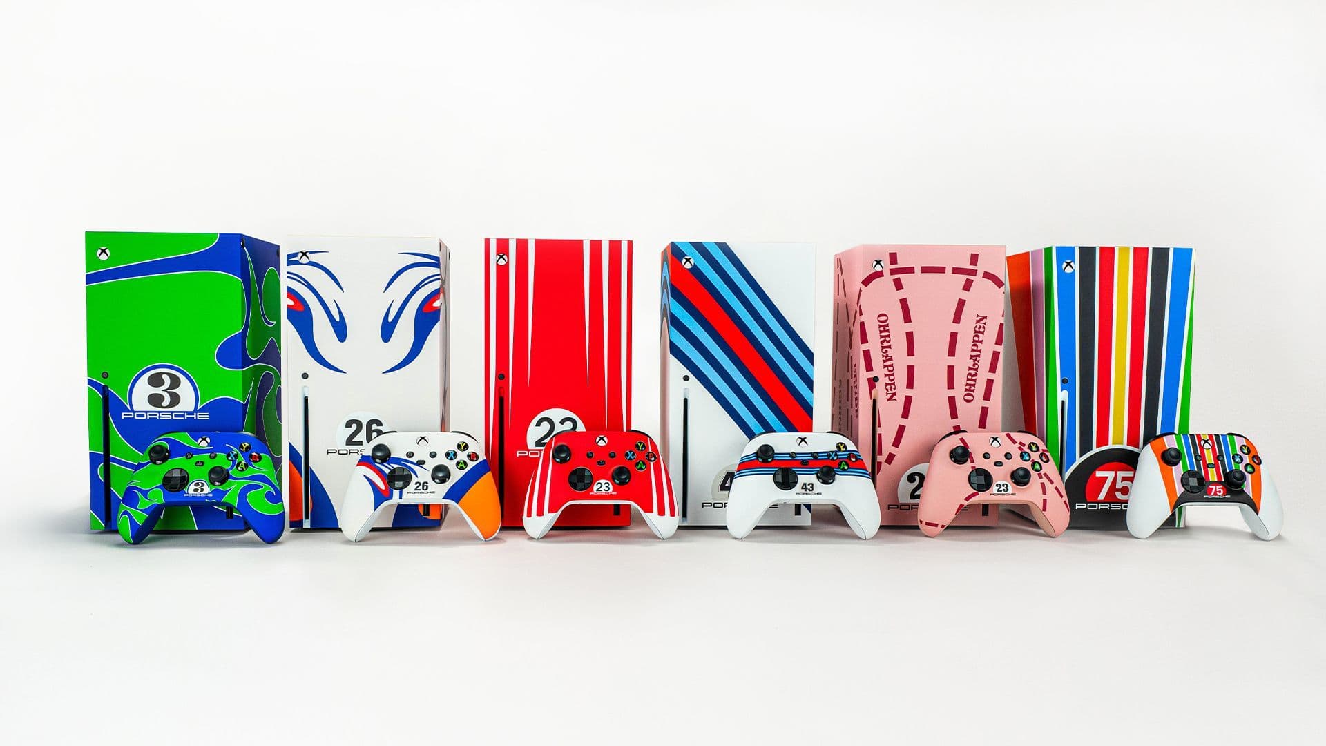 Limited edition Xbox consoles and controllers with Porsche 75th anniversary racing liveries