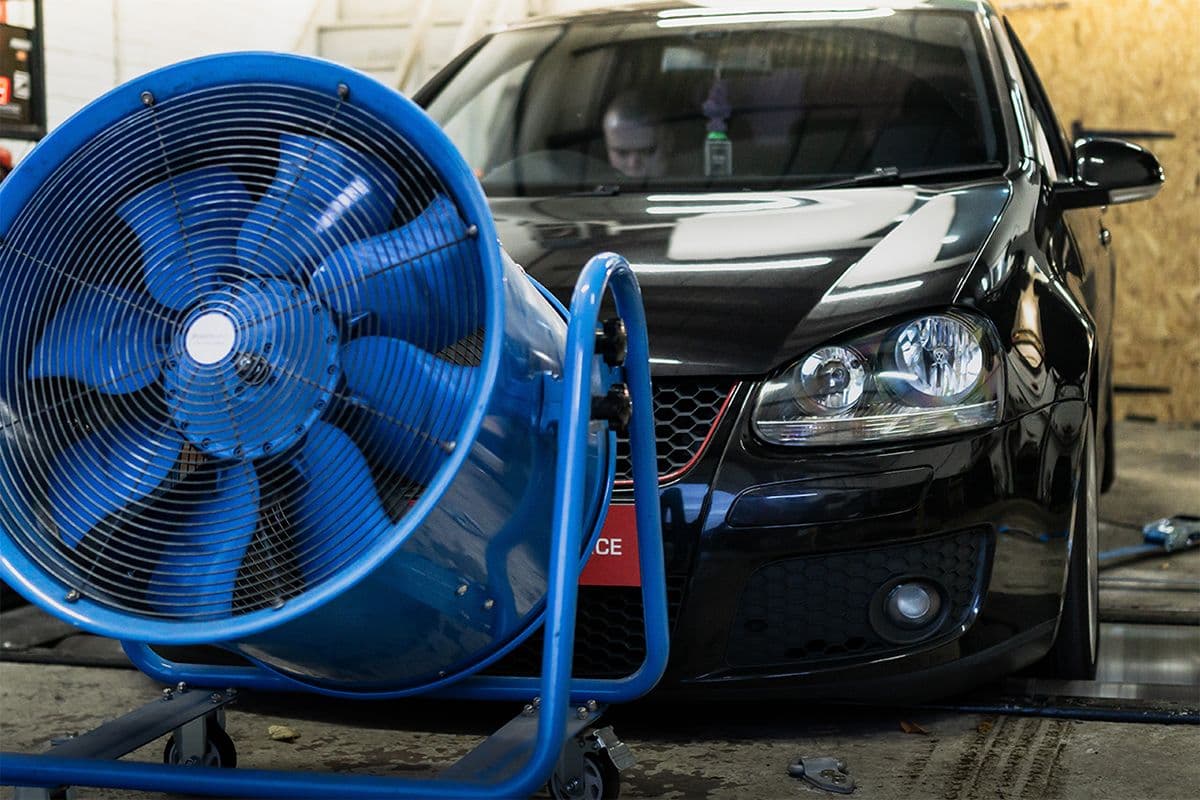 MK5 Volkswagen Golf GTI undergoing a dyno run at JBM Performance during diagnostics for pre-ignition and knock issues.